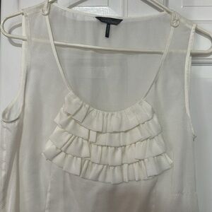 Kristin Davis Size 12 Classy Cream Colored Ruffle Top